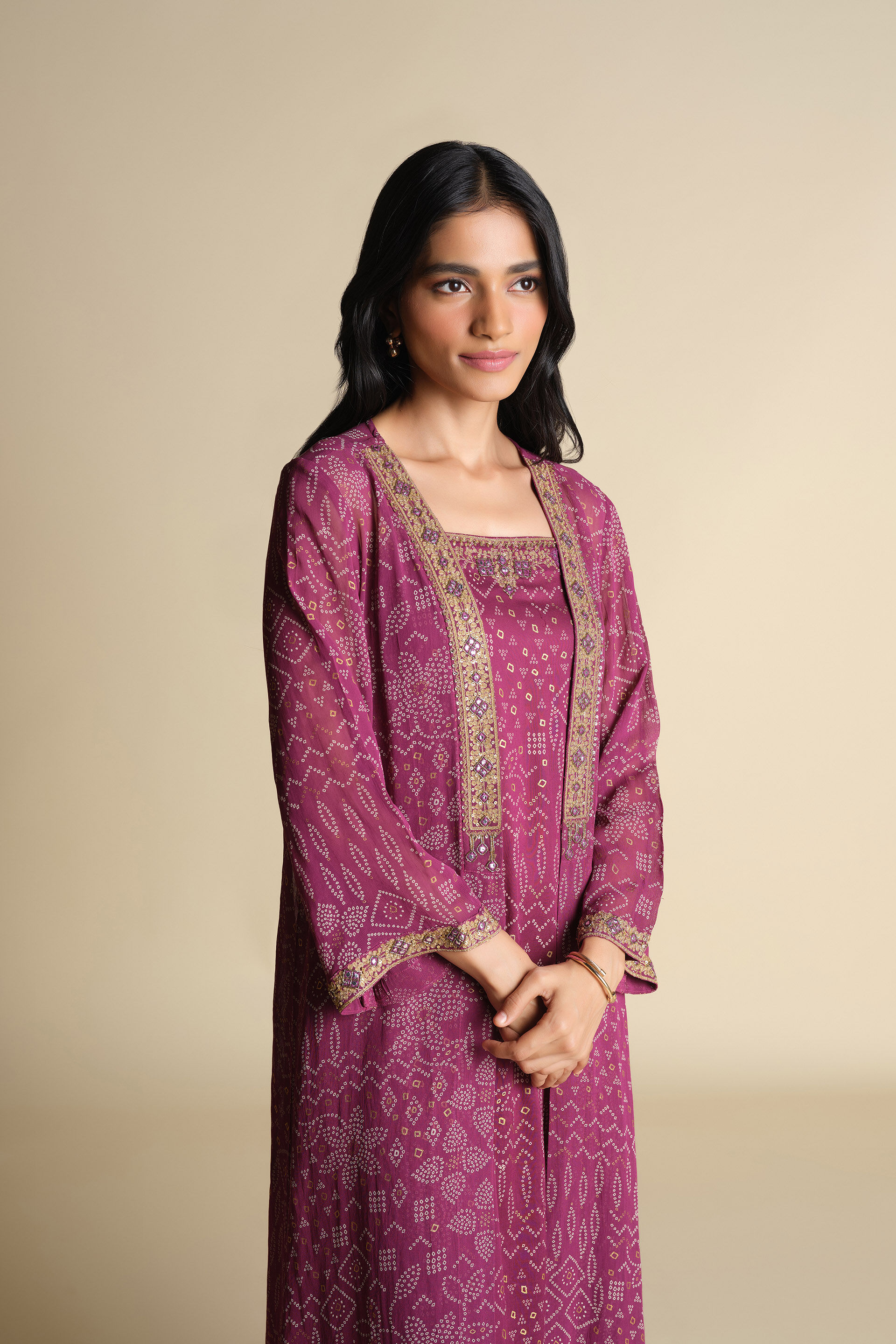 Rang Jamuni Maxi Dress Set, Purple, image 2